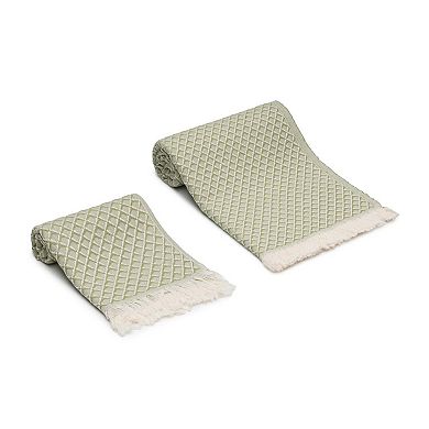 Serenity Grid Turkish Cotton Bath and Hand Towel - Set