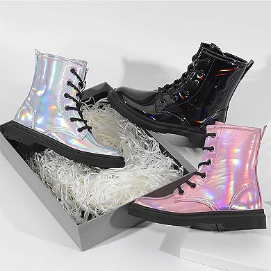 HOMEHOT Girls Ankle Boots with Side Zipper & Lace Up