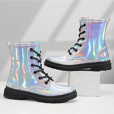 HOMEHOT Girls Ankle Boots with Side Zipper & Lace Up