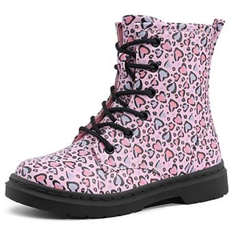 HOMEHOT Girls Ankle Boots with Side Zipper & Lace Up