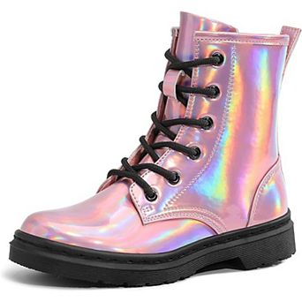 HOMEHOT Girls Ankle Boots with Side Zipper & Lace Up