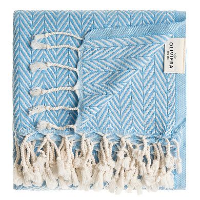 Herringbone Turkish Cotton Hand Towels - Set of 2