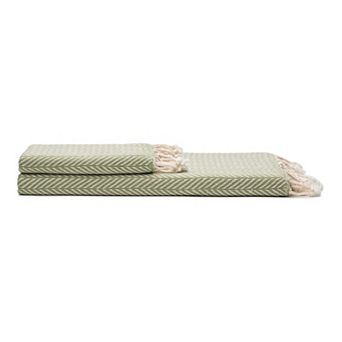 Herringbone Turkish Cotton Hand Towels - Set of 2