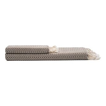 Herringbone Turkish Cotton Hand Towels - Set of 2