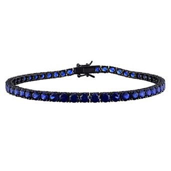 Men's Stella Grace Sterling Silver Round Lab-Created Sapphire Tennis Bracelet