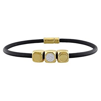 Stella Grace 18k Gold over Sterling Silver 1/10 Carat T.W. Diamond Pave Charm Bracelet