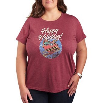 Plus Size Marvel The Avengers Happy Holidays Vintage Graphic Tee