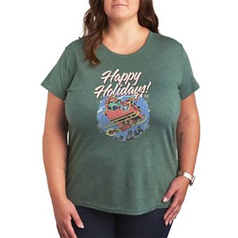 Plus Size Marvel The Avengers Happy Holidays Vintage Graphic Tee