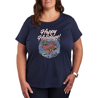 Plus Size Marvel The Avengers Happy Holidays Vintage Graphic Tee