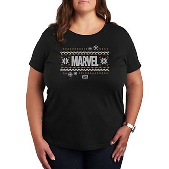 Plus Size Marvel Fair Isle Holiday Graphic Tee