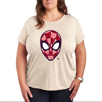 Plus Size Marvel Spider-Man Christmas Plaid Pattern Graphic Tee