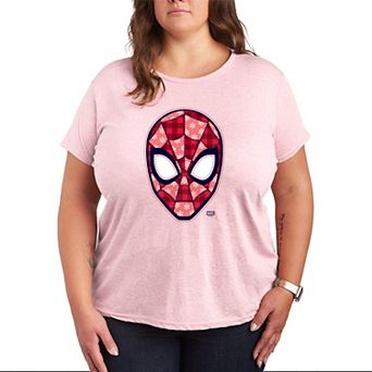 Plus Size Marvel Spider-Man Christmas Plaid Pattern Graphic Tee
