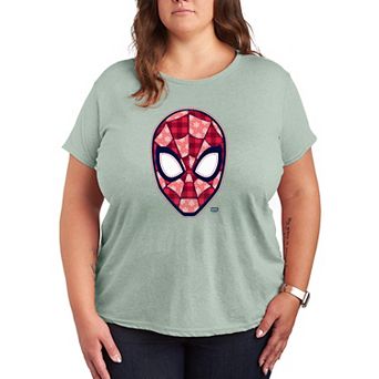 Plus Size Marvel Spider-Man Christmas Plaid Pattern Graphic Tee