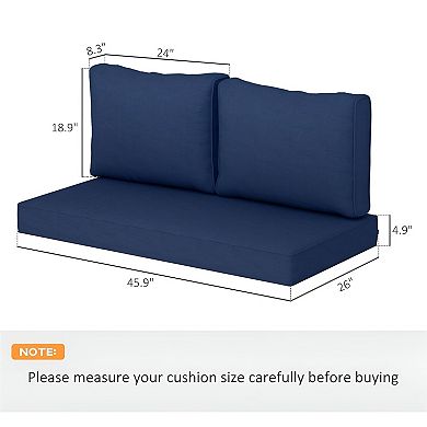 Outdoor Bench Cushion Set Seat and 2 Back Cushions, Washable Covers