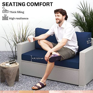 Outdoor Bench Cushion Set Seat and 2 Back Cushions, Washable Covers