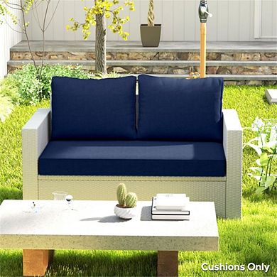 Outdoor Bench Cushion Set Seat and 2 Back Cushions, Washable Covers