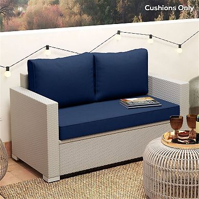 Outdoor Bench Cushion Set Seat and 2 Back Cushions, Washable Covers