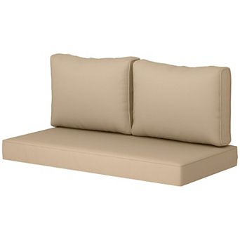 Outdoor Bench Cushion Set Seat and 2 Back Cushions, Washable Covers