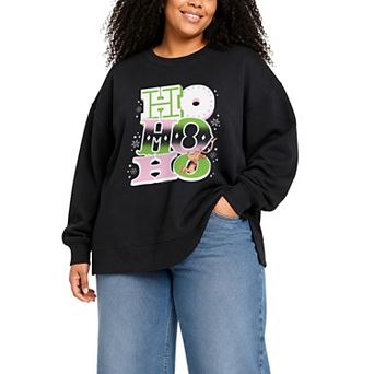Plus Size Dr. Seuss The Grinch Oversized Fleece Crew Sweatshirt