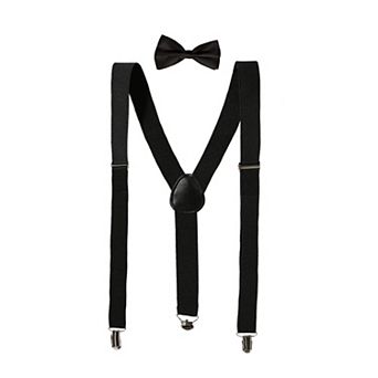 Unisex Bow Tie Set Y Shape Adjustable Elastic Shoulder Strap Suspenders
