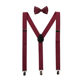 Unisex Bow Tie Set Y Shape Adjustable Elastic Shoulder Strap Suspenders