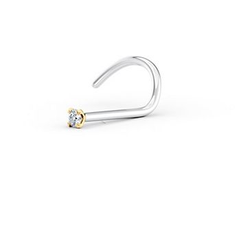 Lila Moon 14k Gold & Titanium 1.35mm Cubic Zirconia Nose Ring Stud