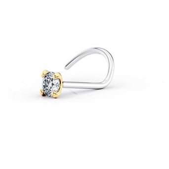 Lila Moon 14k Gold & Titanium 2.3mm Cubic Zirconia Nose Ring Stud
