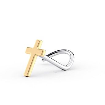 Lila Moon 14k Gold & Titanium Cross Nose Ring