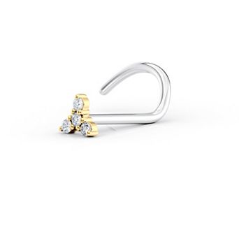 Lila Moon 14k Gold & Titanium Cubic Zirconia Round Quartet Nose Stud
