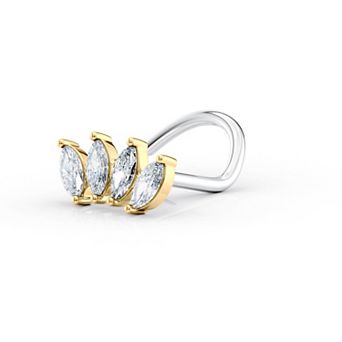 Lila Moon 14k Gold & Titanium Cubic Zirconia Oval Quartet Nose Stud