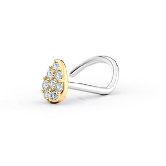 Lila Moon 14k Gold & Titanium Cubic Zirconia Teardrop Nose Ring