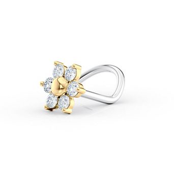 Lila Moon 14k Gold & Titanium Cubic Zirconia Flower Nose Ring