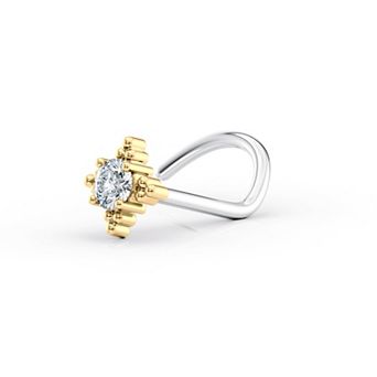 Lila Moon 14k Gold & Titanium Cubic Zirconia Diamond-Shaped Nose Ring