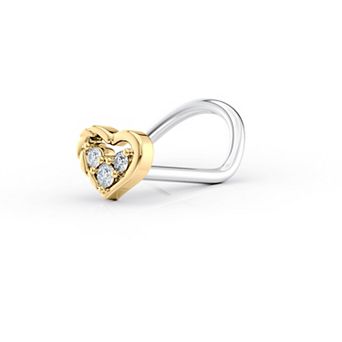 Lila Moon 14k Gold & Titanium Cubic Zirconia Heart Nose Ring