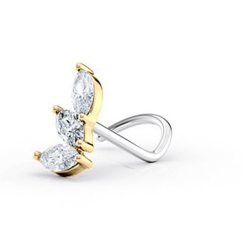 Lila Moon 14k Gold & Titanium Cubic Zirconia Cascade Trio Nose Stud