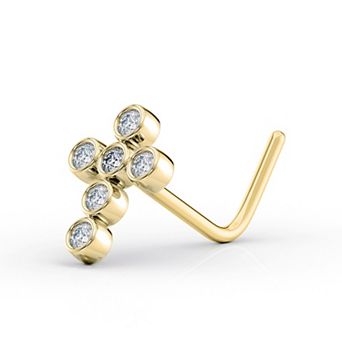 Lila Moon 14k Gold Lab-Grown Diamond Accent Cross Nose Ring