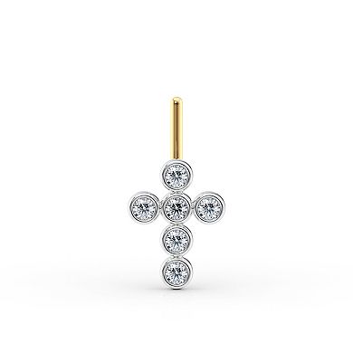 Lila Moon 14k Gold Lab-Grown Diamond Accent Cross Nose Ring