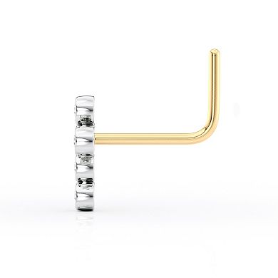 Lila Moon 14k Gold Lab-Grown Diamond Accent Cross Nose Ring