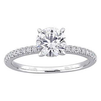Stella Grace Rhodium Over 14k White Gold 1 1/6 Carat T.W. Round Lab-Grown Diamond Pave Solitaire Engagement Ring
