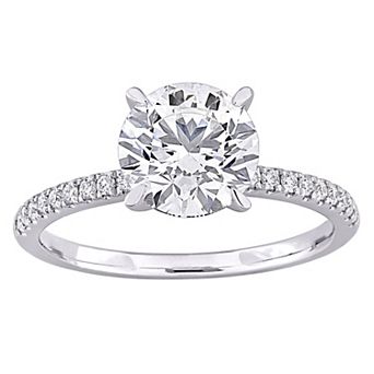 Stella Grace Rhodium Over 14k White Gold 2 1/6 Carat T.W. Round Lab-Grown Diamond Pave Solitaire Engagement Ring