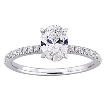 Stella Grace Rhodium Over 14k White Gold 1 1/6 Carat T.W. Oval Lab-Grown Diamond Solitaire Engagement Ring