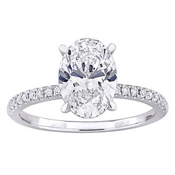 Stella Grace Rhodium Over 14k White Gold 2 1/6 Carat T.W. Oval & Round Lab-Grown Diamond Solitaire Engagement Ring
