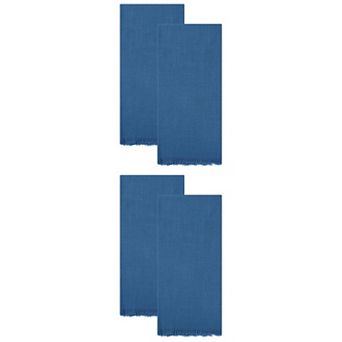 4 Packs Cotton Linen Towels Solid Color Soft Absorbent Hand Towels 18" x 18"