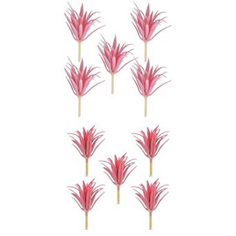 10 Packs Realistic Flocked Artificial Sword Grass 3.7" Tall Faux Succulent Picks Unpotted Plant