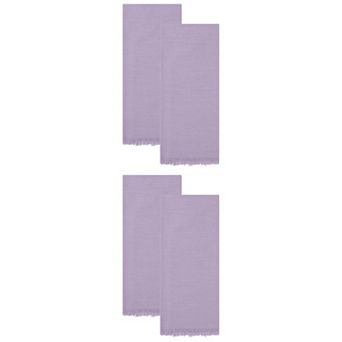 4 Packs Cotton Linen Towels, Solid Color Fringed Dish Towels Absorbent Hand Towels 18" x 18"