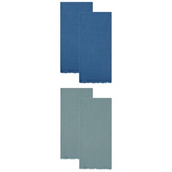 4 Packs Cotton Linen Towels, Solid Color Fringed Dish Towels, Soft Hand Towels 18" x 18"