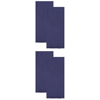 4 Packs Cotton Linen Towels, Solid Color Fringed Dish Towels, Soft Hand Towels 18" x 18"