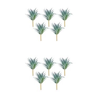10 Packs Realistic Artificial Air Plants 2.8" Mini Faux Tillandsia Bromeliad Flocked PE Greenery