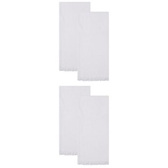 4 Packs Cotton Linen Towels, Solid Color Fringed Dish Towels, Soft Absorbent Hand Towels 18" x 18"