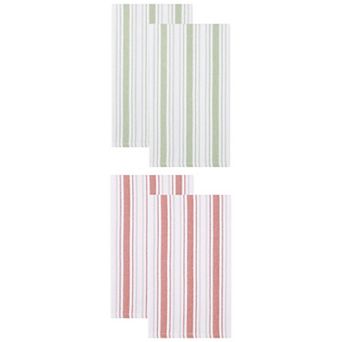 4 Packs Striped Cotton Kitchen Towels Reusable Machine Washable Hand Towels for Cooking 26" x 18"